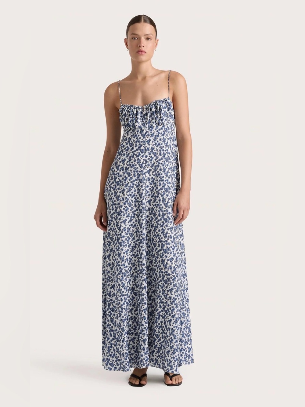 Faithfull The Brand Anessa Maxi Dress Leilani Blue Floral Slip Tank NWT